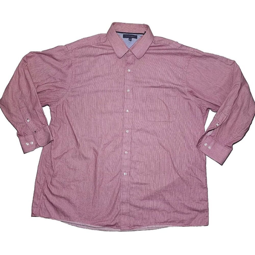 Tommy Hilfiger Mens Long Sleeve Button Down Shirt Big Size 18 (34-35) Red White